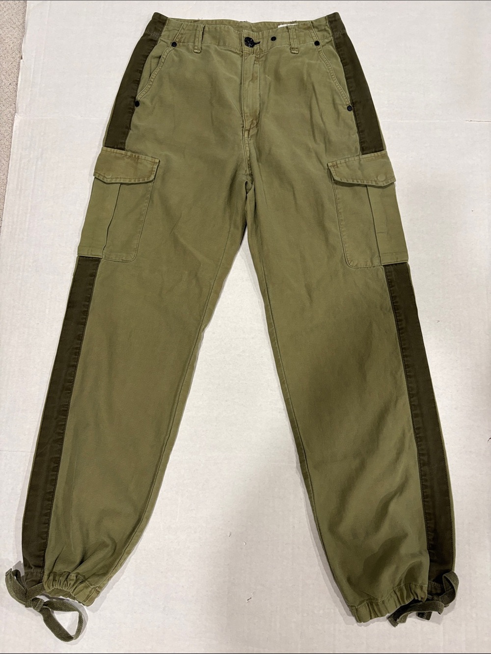 rag & bone Olive Two-Tone Cargo Pants with Dark Olive Side Panels